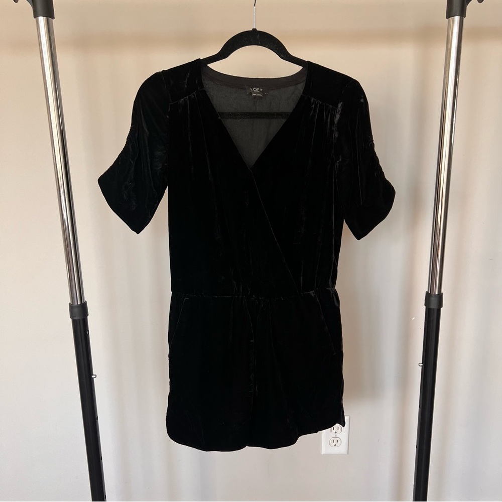 LOFT Black Velvet Romper